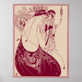 Poster Aubrey Beardsley Peacock Skirt Maroon