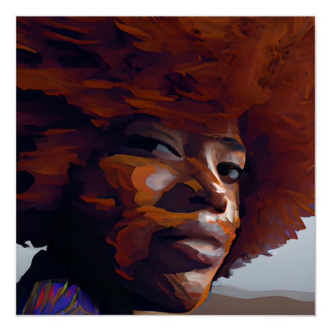Poster Auburn Queen Orange Brown Cheveux Black Melanin Af (Devant)