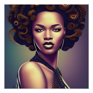 Poster Auburn Queen Orange Brown Cheveux Black Melanin Af