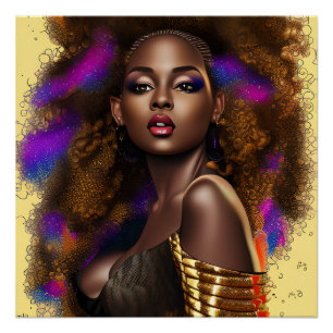 Poster Auburn Queen Orange Brown Cheveux Black Melanin Af