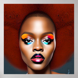 Poster Auburn Queen Orange Brown Cheveux Black Melanin Af