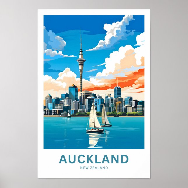 Poster Auckland New Zealand Travel Print (Devant)