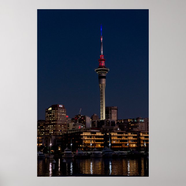 Poster Auckland night light, Sky Tower, (Devant)