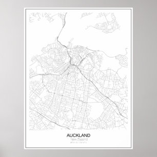 Poster Auckland, Nouvelle-Zélande Carte Minimaliste