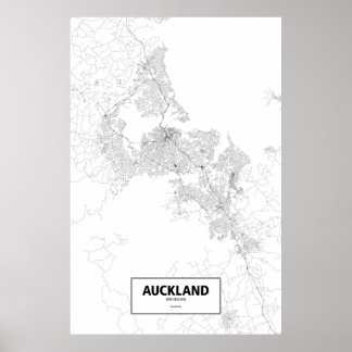 Poster Auckland, Nouvelle-Zélande (noir sur blanc)