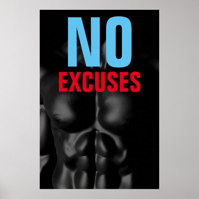 Poster Aucun Excusez Bodybuilding Fitness Motivational (Devant)