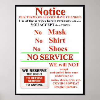 Poster Aucun masque ni service