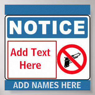 Poster Aucun pistolet sur site, ajouter du texte, Signer