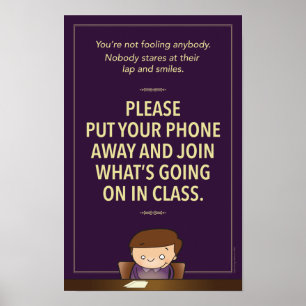 Poster Aucun téléphone portable en classe. Coté G