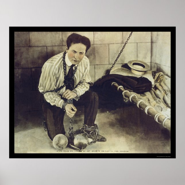 Poster Aucune prison ne peut tenir Harry Houdini 1898 (Devant)