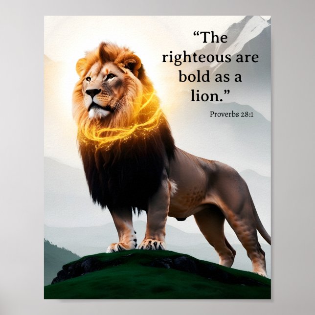Poster Audacieux comme proverbes de Lion 28:1 (Devant)