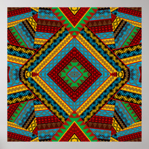 Poster Audacieux Motif géométrique Tribal Coloré Ethnique