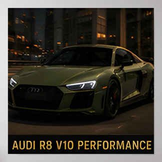 Poster Audi R8 V10 Performance Supercar allemande moderne