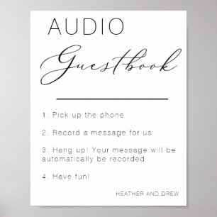 Poster Audio Fun Unique Guestbook Signer Laisser un messa