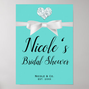 Poster Audrey Turquoise Blanc Bow Moderne Glam Sweet 16 P