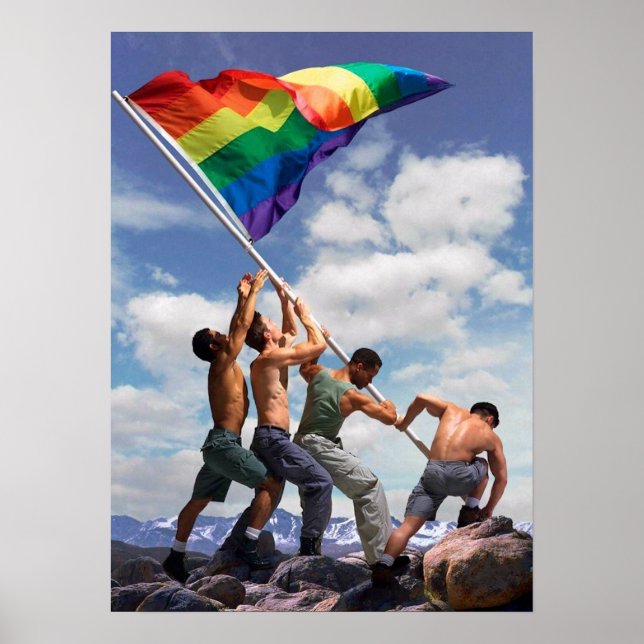 Poster Augmenter le drapeau arc-en-ciel (Devant)