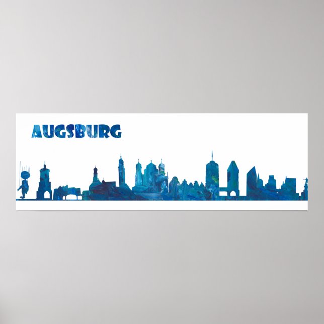 Poster Augsbourg Allemagne Skyline Silhouette (Devant)