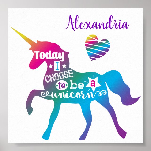 Poster Aujourd'hui, je choisis d'être une licorne (Devant)