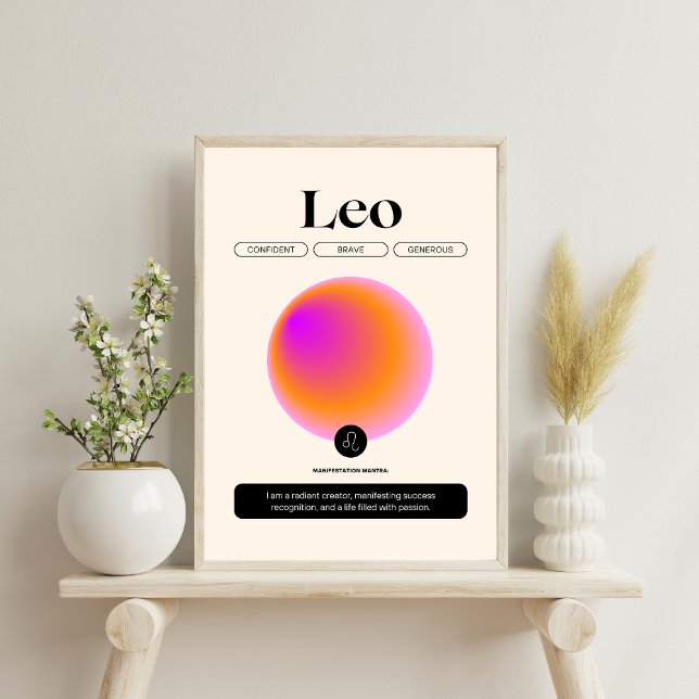 Poster Aura Gradient Leo Zodiac Signal Manifestation Art (Créateur téléchargé)