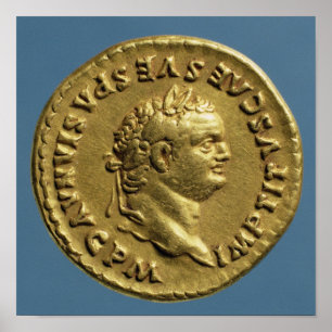 Poster Aureus  of Nero  wearing a laurel wreath