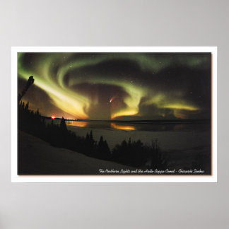 Poster Aurora Borealis et Hale-Bopp Comet