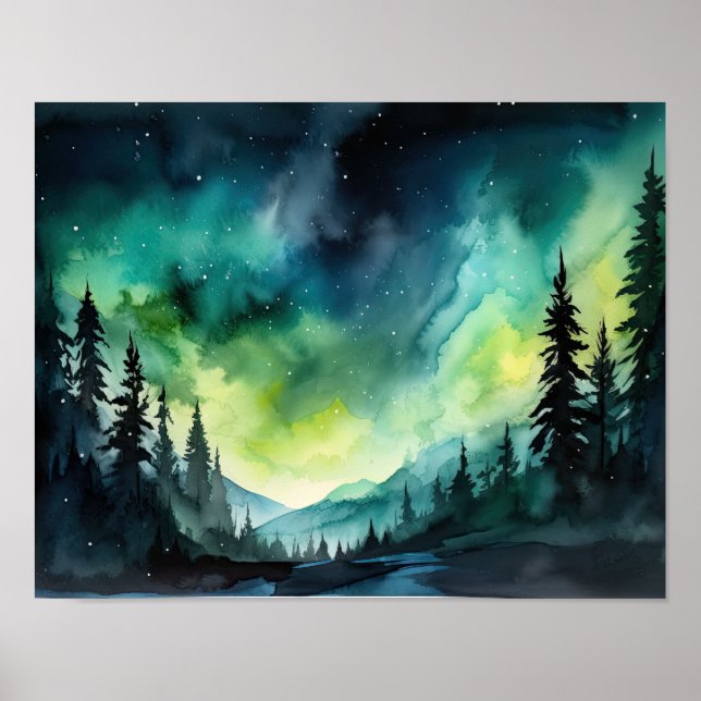 Poster Aurora Borealis Northern Lights Art Imprimer Poste (Devant)