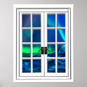 Poster Aurora Borealis Northern Lights Faux Window Art