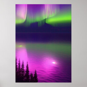 Poster Aurora Borealis sur l'eau