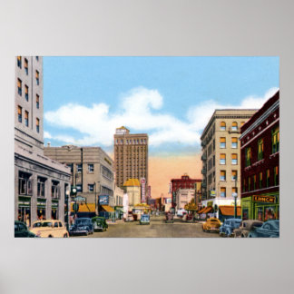Poster Aurora Illinois Main Street 1940