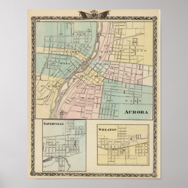 Poster Aurora, Naperville et Wheaton (Devant)