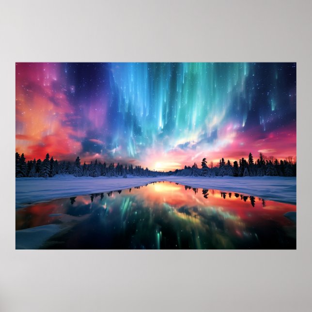 Poster Aurore Boréale, Lumières du Nord, (Devant)
