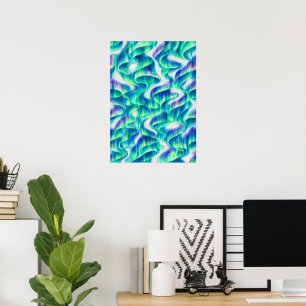 Poster Aurore Boréale Motif Abstrait