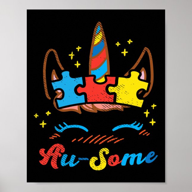 Poster Ausome Unicorn Face Puzzle Sensibilisation sur l'a (Devant)