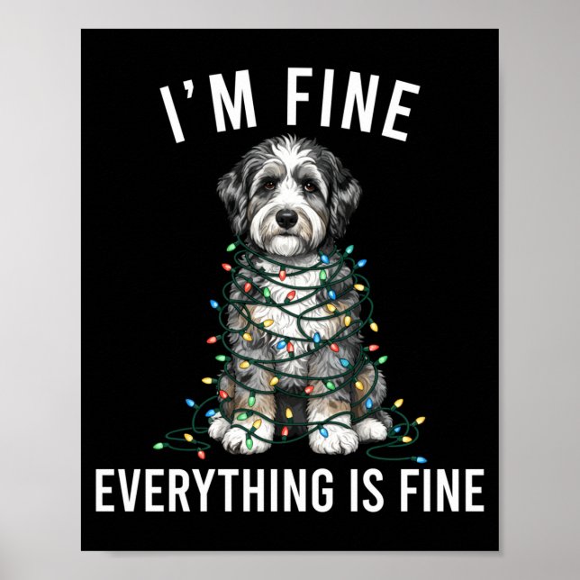 Poster Aussiedoodle Christmas I'm Fine Everything Is Fine (Devant)