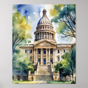 Poster Austin State Capital Texas Aquarelle