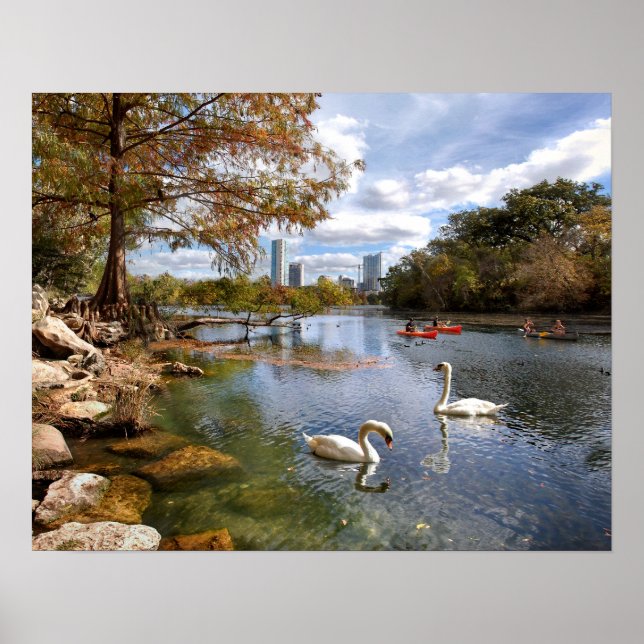 Poster Austin, Texas Barton Creek / Ladybird Lake Skyline (Devant)