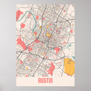 Poster Austin - Texas Chalk City Map