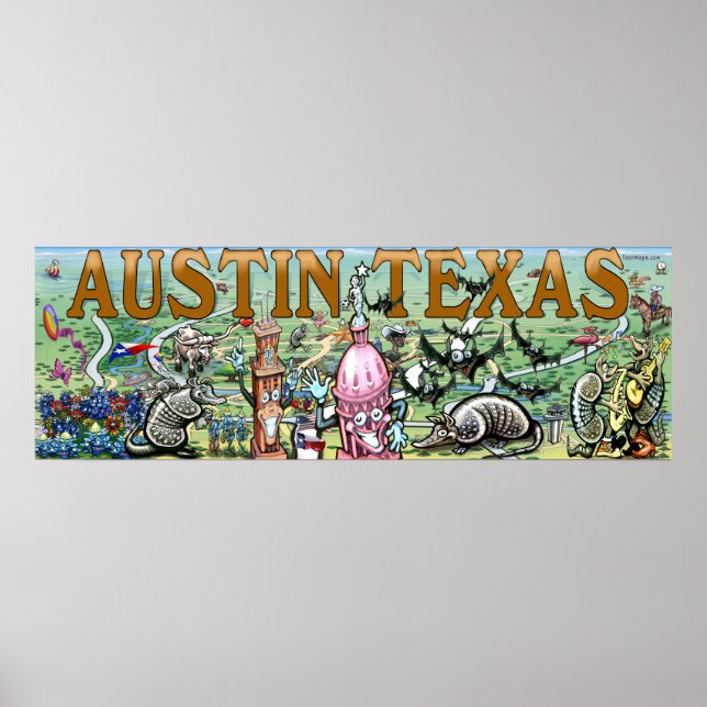 Poster Austin Texas Fun Art (Devant)