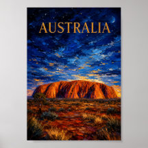 Australia: Mystic Night Uluru Art Souvenir