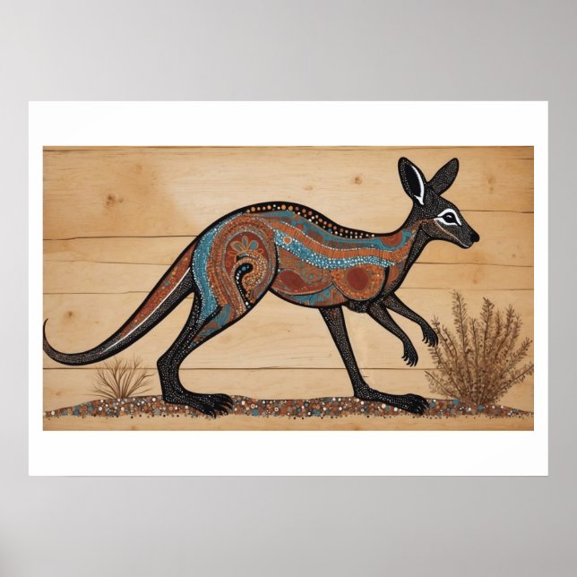 Poster Australian Aboriginal-themed Sunset on a Lake (Devant)