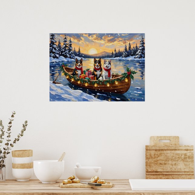Poster Australian Cattle Dog Christmas Boat Holiday (Cuisine)