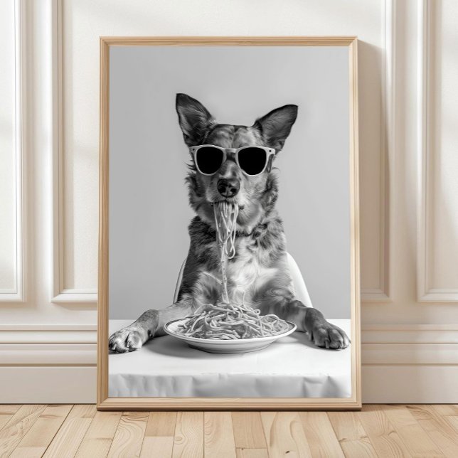 Poster Australian Cattle Dog Eating Pasta Print: Spaghett (Créateur téléchargé)