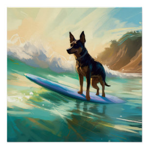 Poster Australian Kelpie Beach Surf Paining