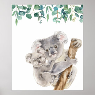 Poster Australian Koala Mother and Baby Nursery