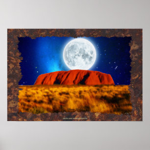 Poster Australian Outback Ayers Rock "Uluru Moon" Art