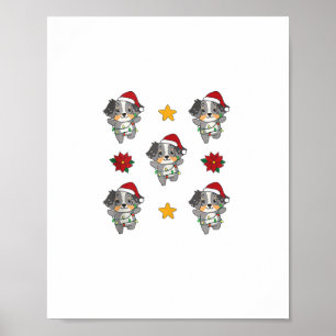 Poster Australian Shepherd Joyeux Chiens d'hiver de Noël 