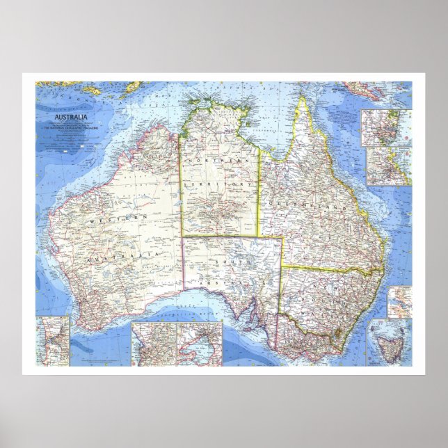 Poster " Australie : 1963 carte détaillée ... (Devant)