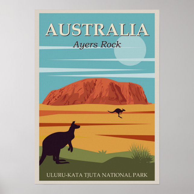 Poster Australie Ayers Rock Vintage voyage (Devant)