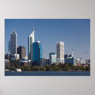 Poster Australie, Perth, horizon urbain de Swan River