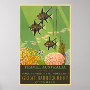Poster Australie Queensland, Grande Barrière de corail Vo